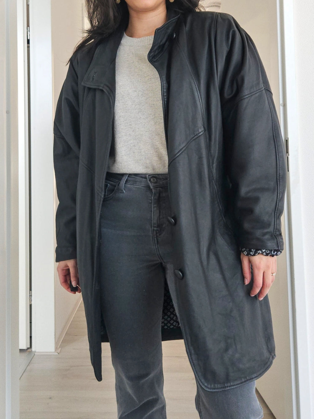 Wool vintage coat with hood | XL