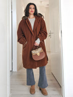 Wool vintage coat with hood | XL