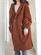 Wool vintage coat with hood | XL