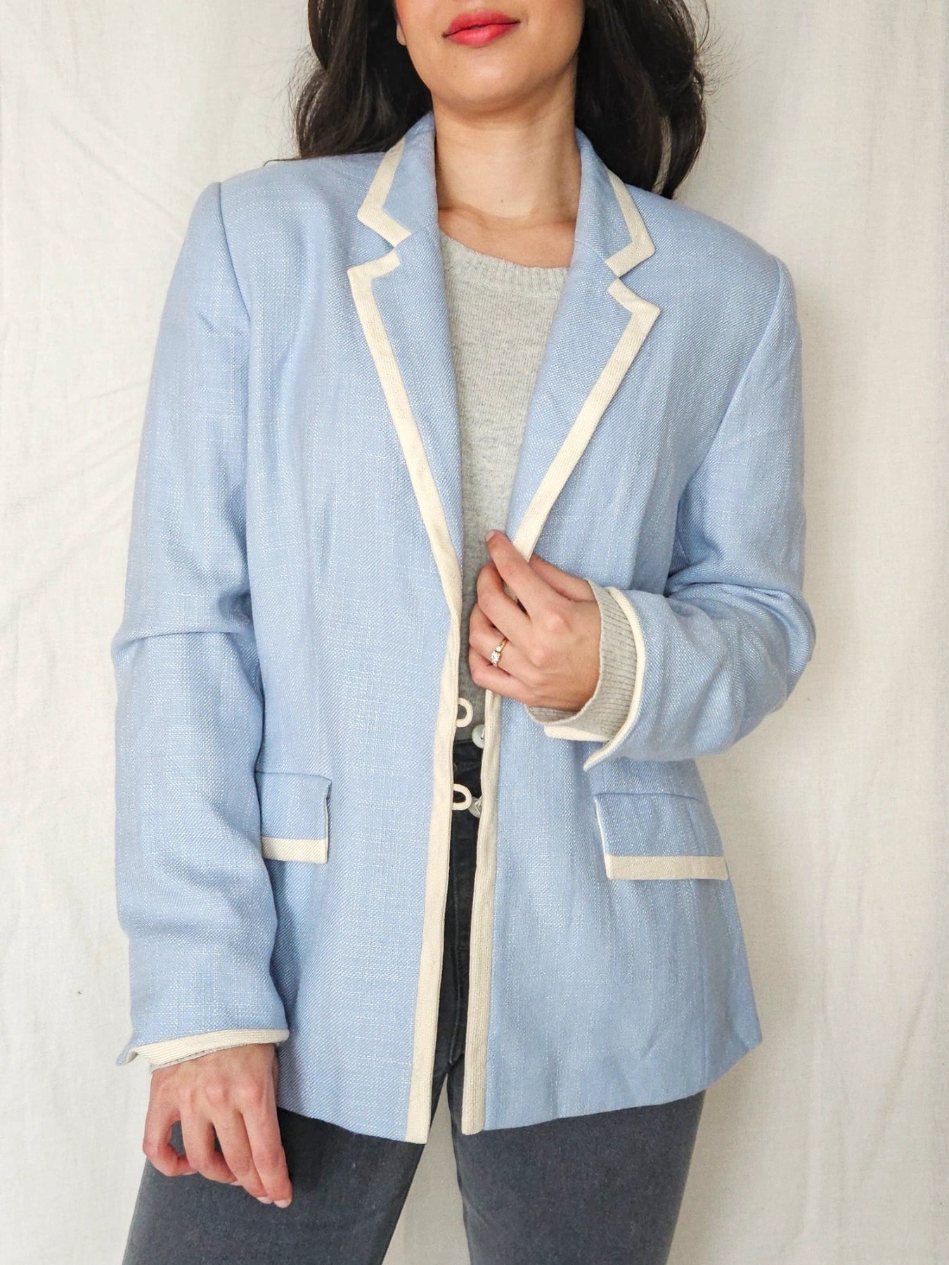 Elara - light blue blazer, silk & wool | M
