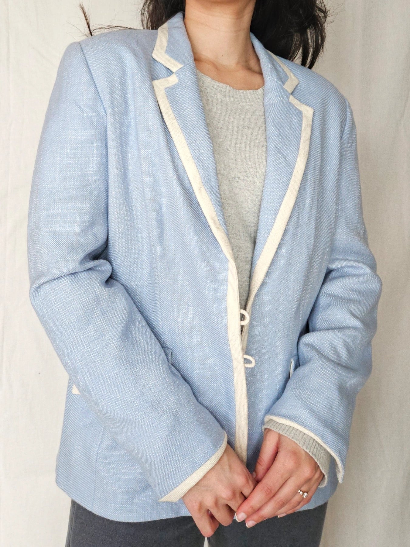 Elara - light blue blazer, silk & wool | M
