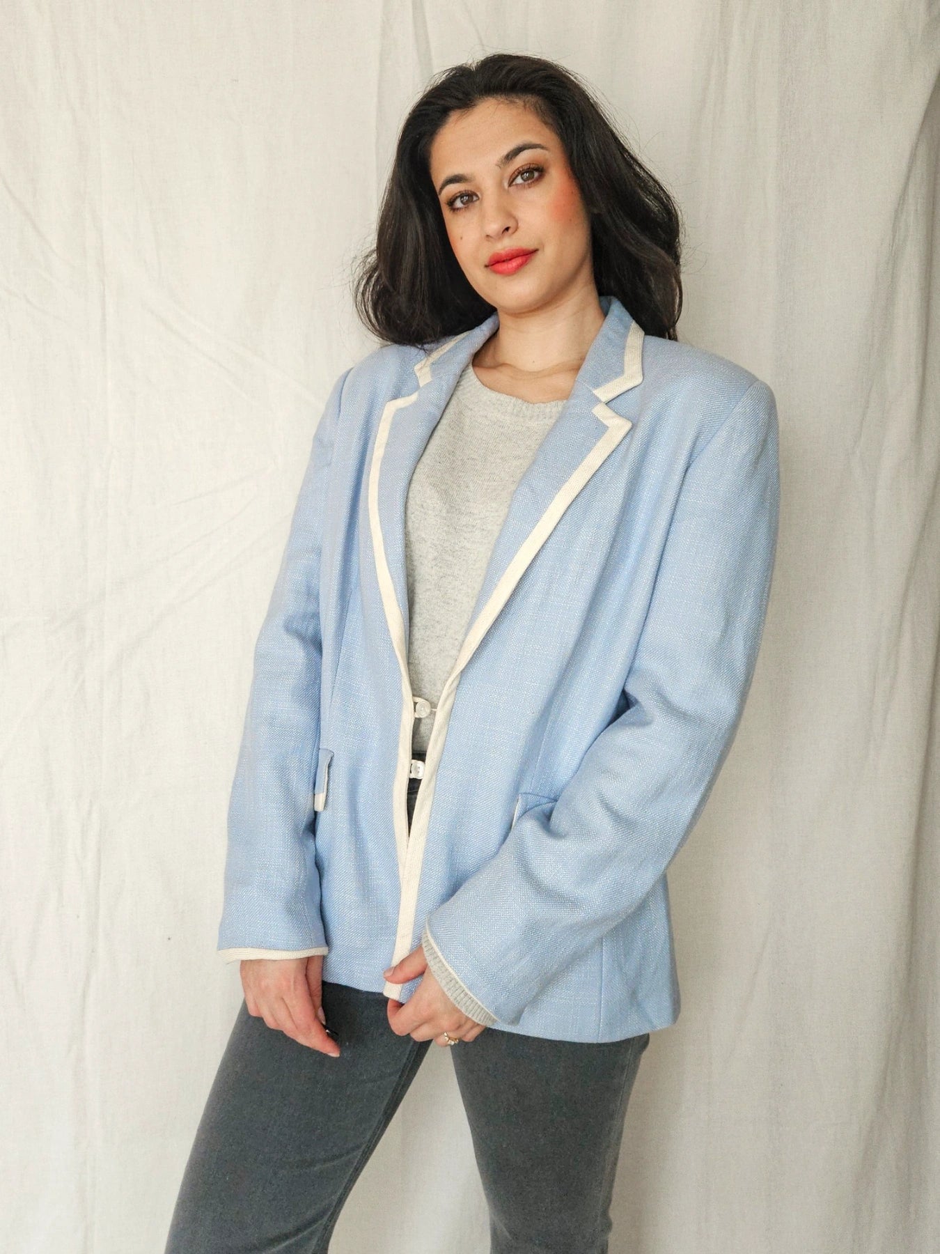 Elara - light blue blazer, silk & wool | M