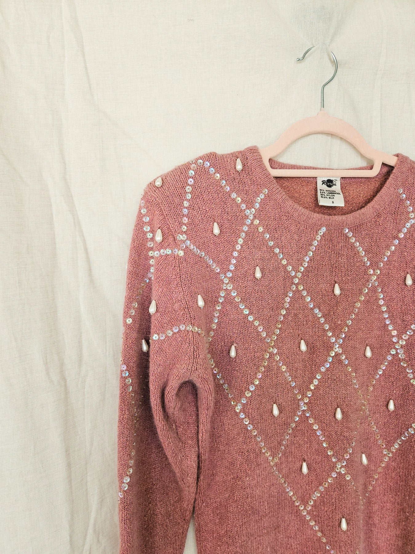 Faye - gebreide vintage trui, zijde & angora | M/L