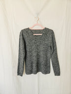 Esmé - V-hals vintage trui, wol & mohair | S