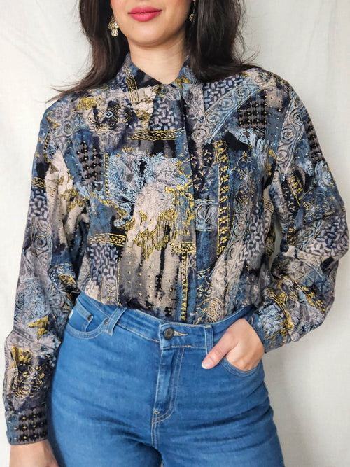 Astra - vintage blouse with gold | M