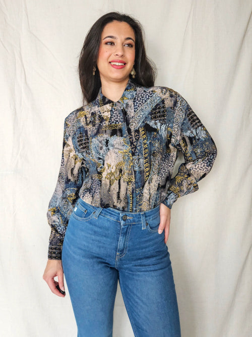 Astra - vintage blouse with gold | M