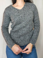 Esmé - V-hals vintage trui, wol & mohair | S