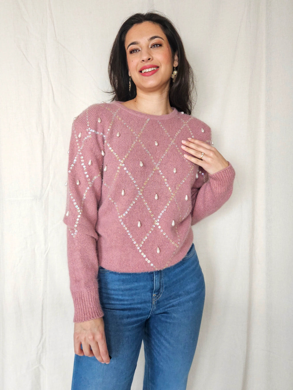 Faye - Knitted Vintage Sweater, Silk & Angora | M/L