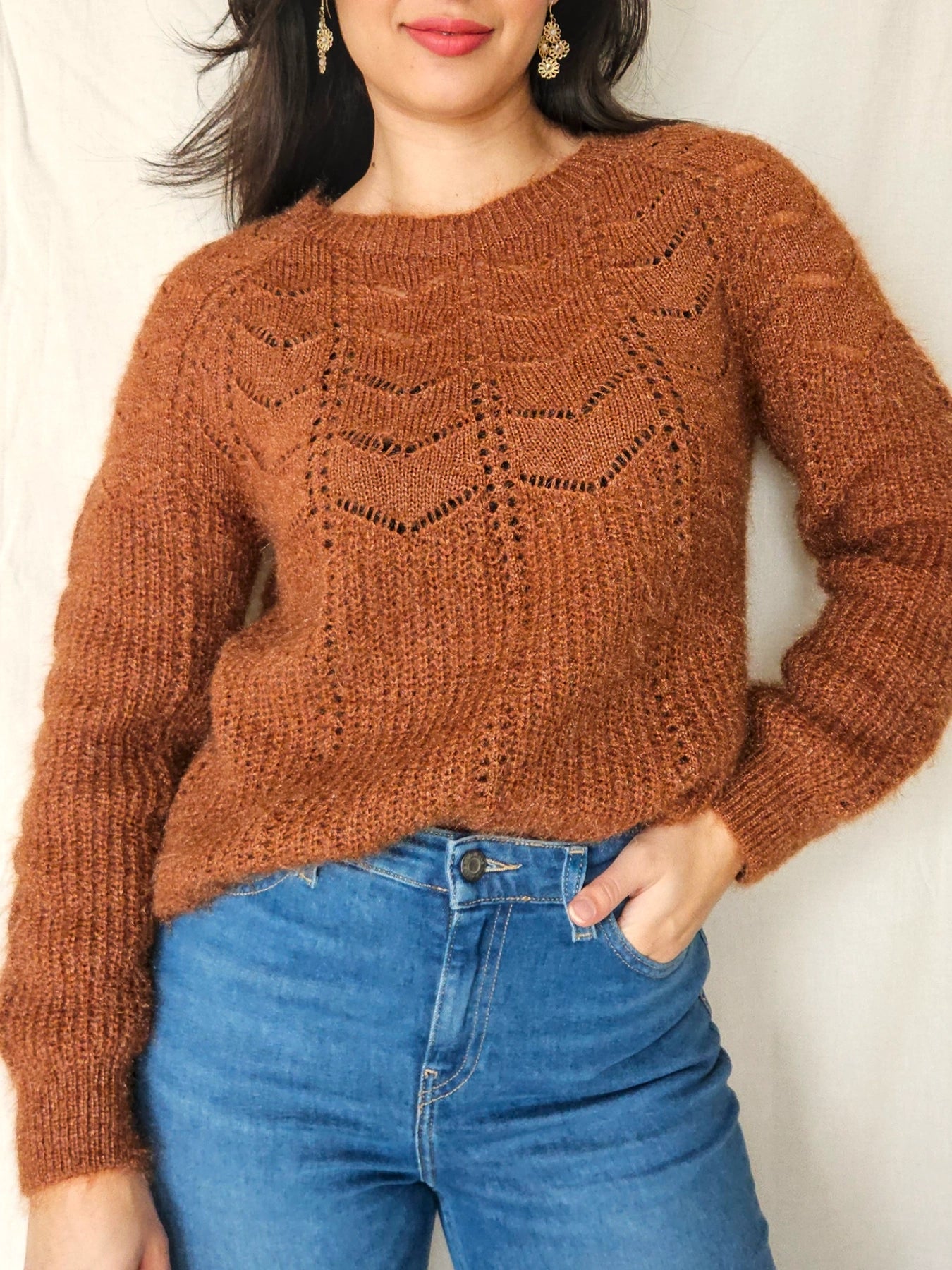 Thea - grof-gebreide vintage trui, wolmix | L