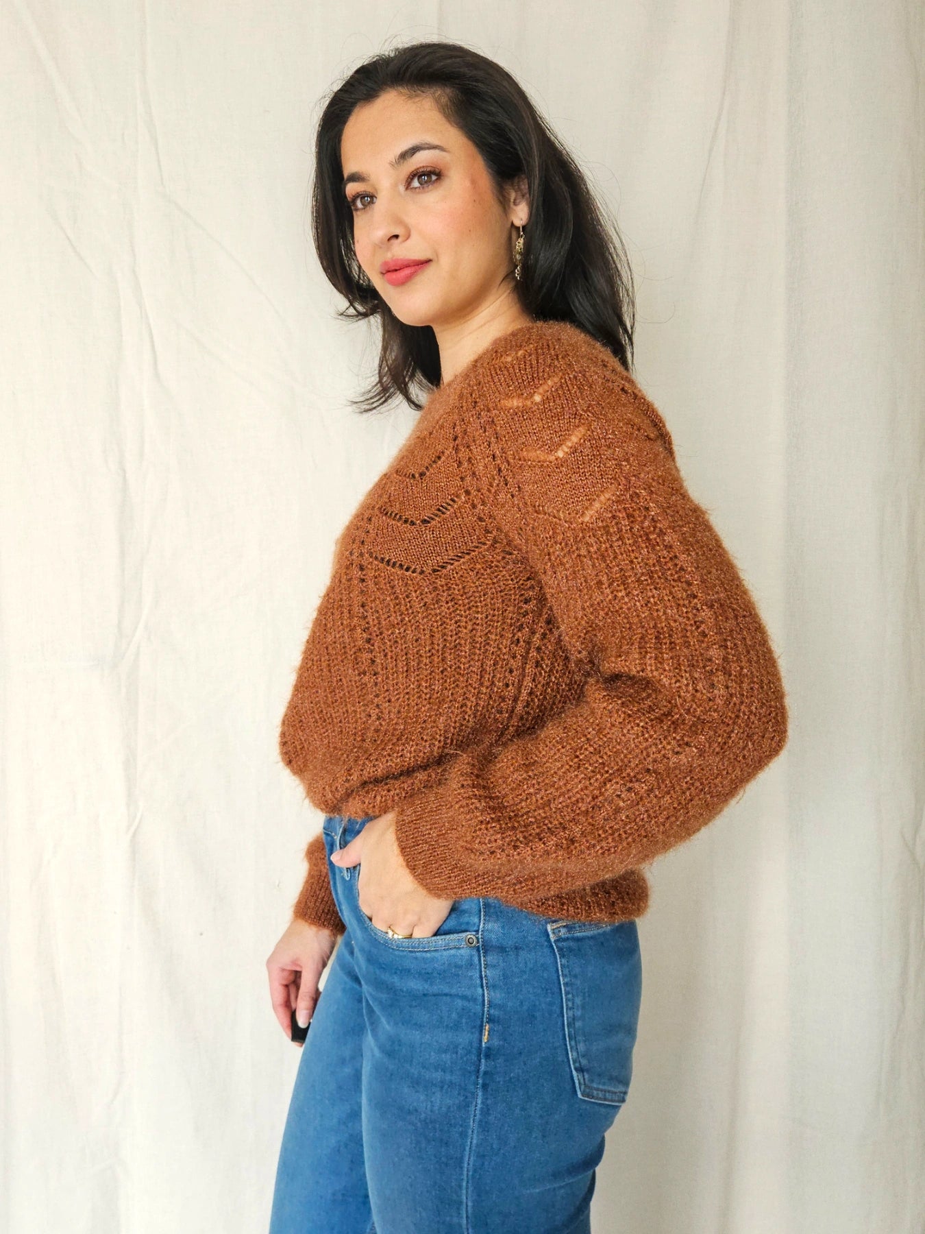 Thea - grof-gebreide vintage trui, wolmix | L