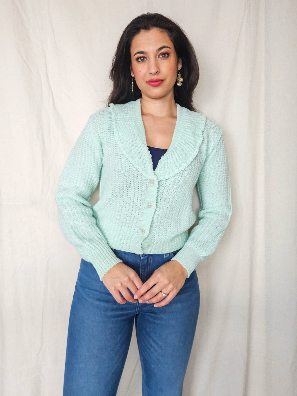 Isa - knitted vintage cardigan, wool blend | M