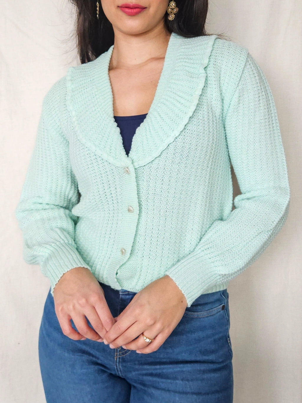 Isa - knitted vintage cardigan, wool blend | M