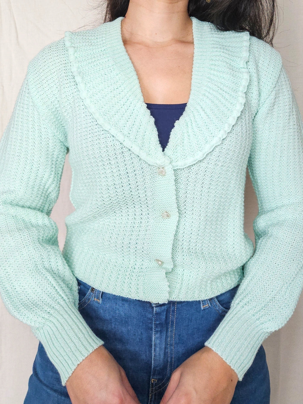 Isa - knitted vintage cardigan, wool blend | M