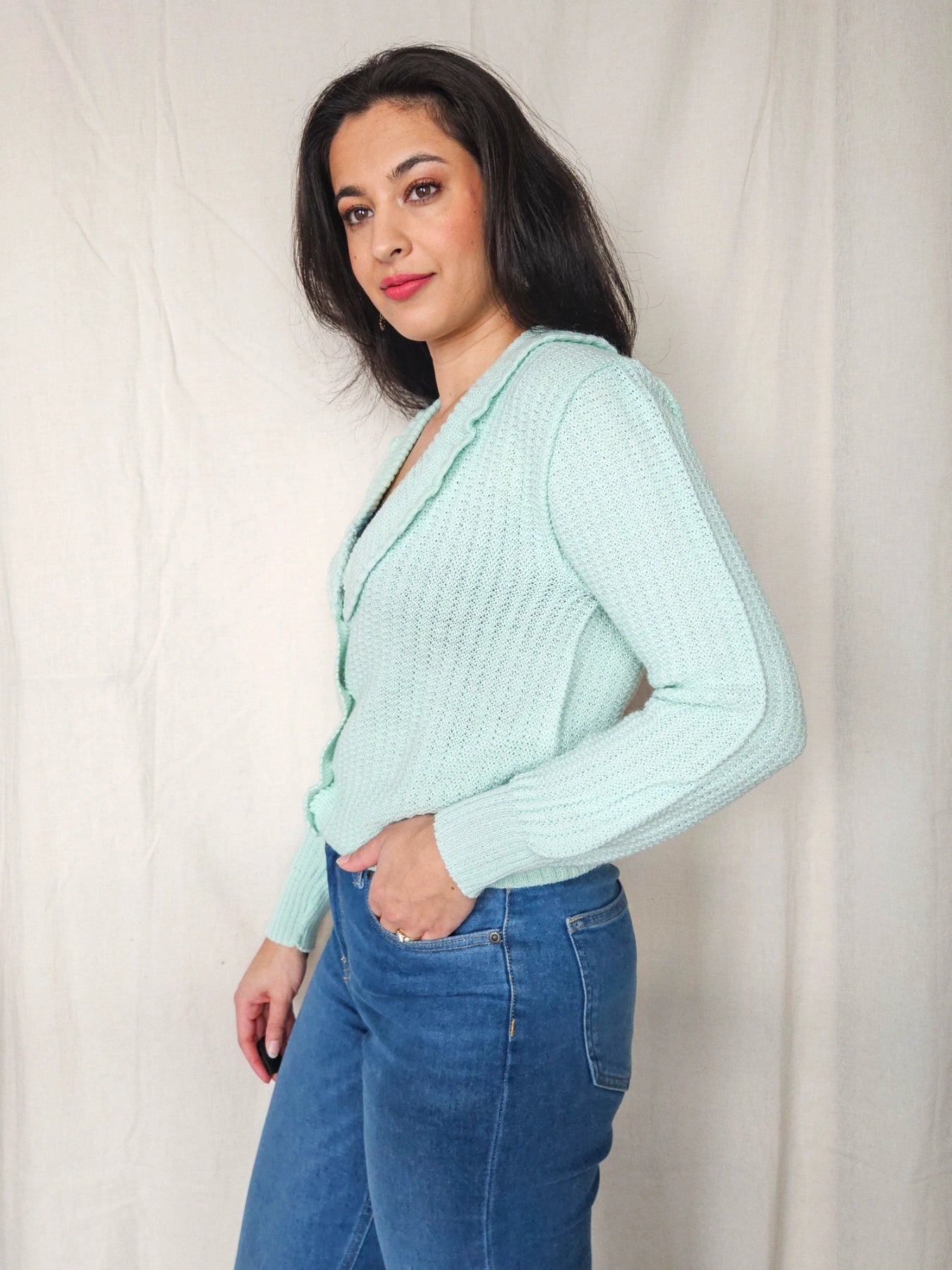 Isa - gebreid vest, wolmix | M