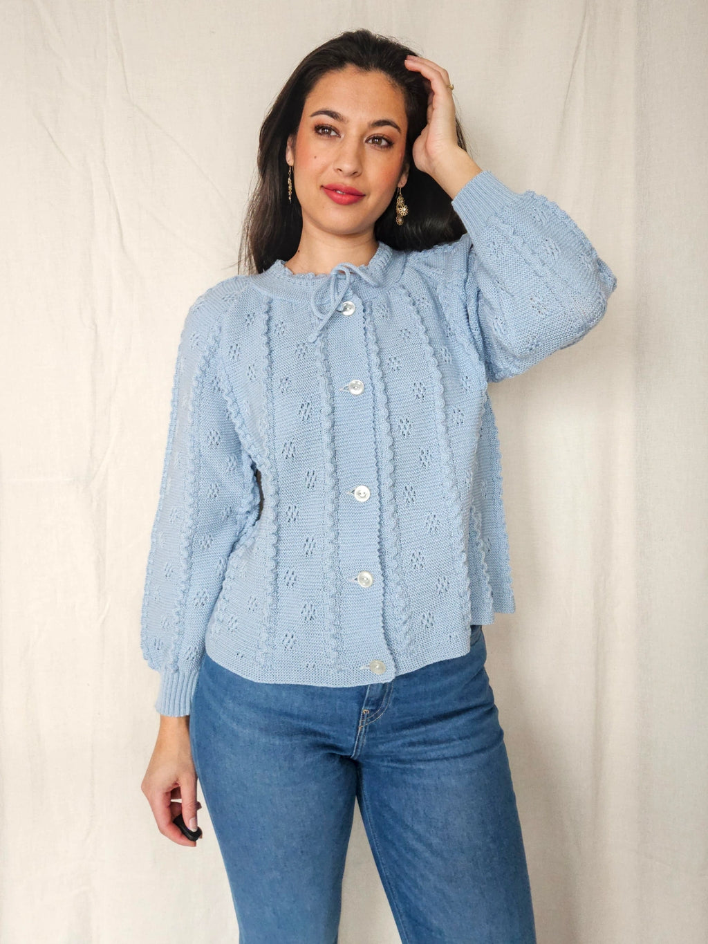 Aveline - knitted vintage cardigan, wool blend | M