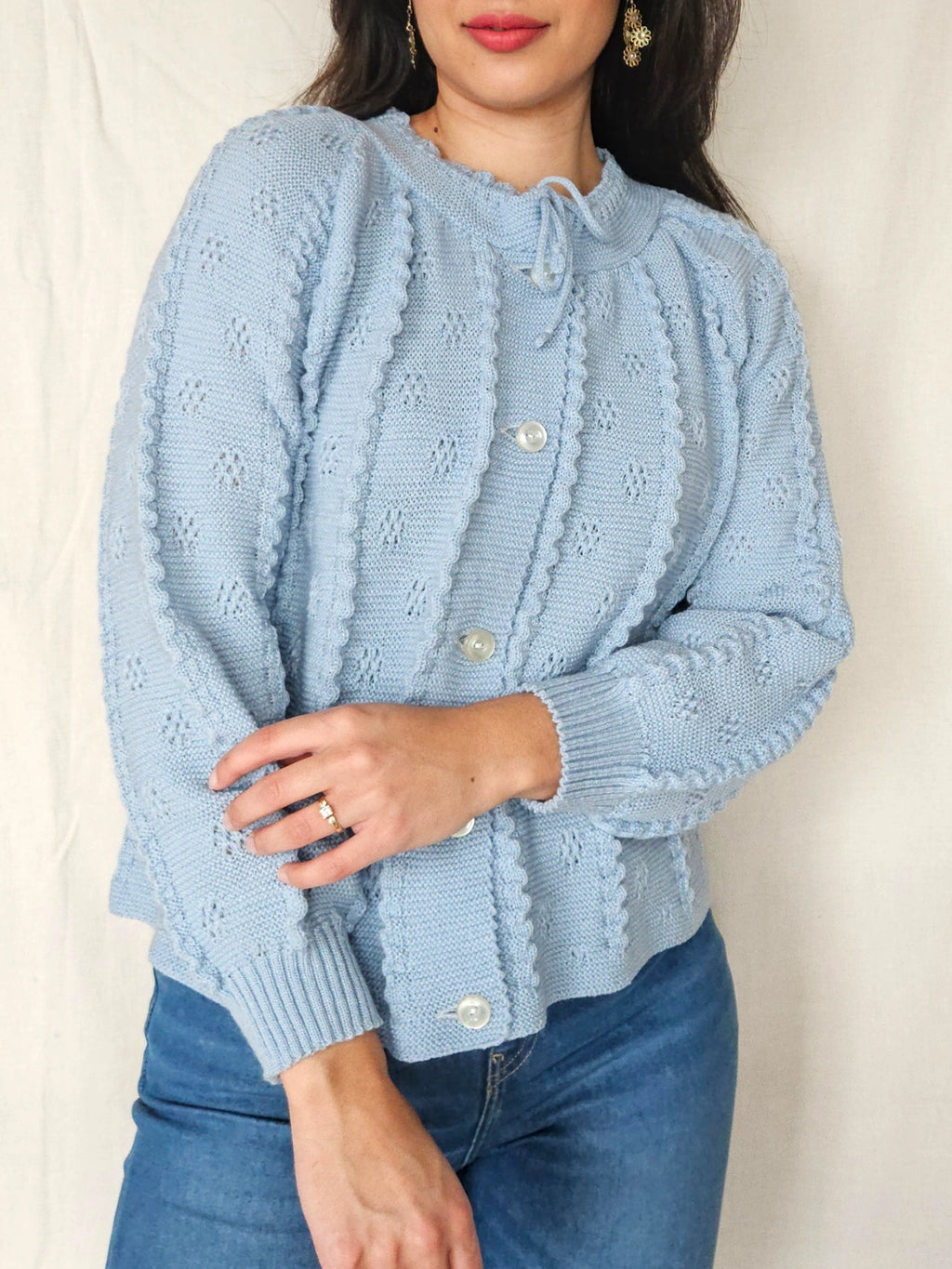 Aveline - knitted vintage cardigan, wool blend | M