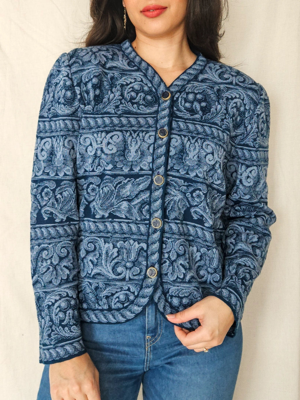 Marit - knitted vintage cardigan, wool blend | M