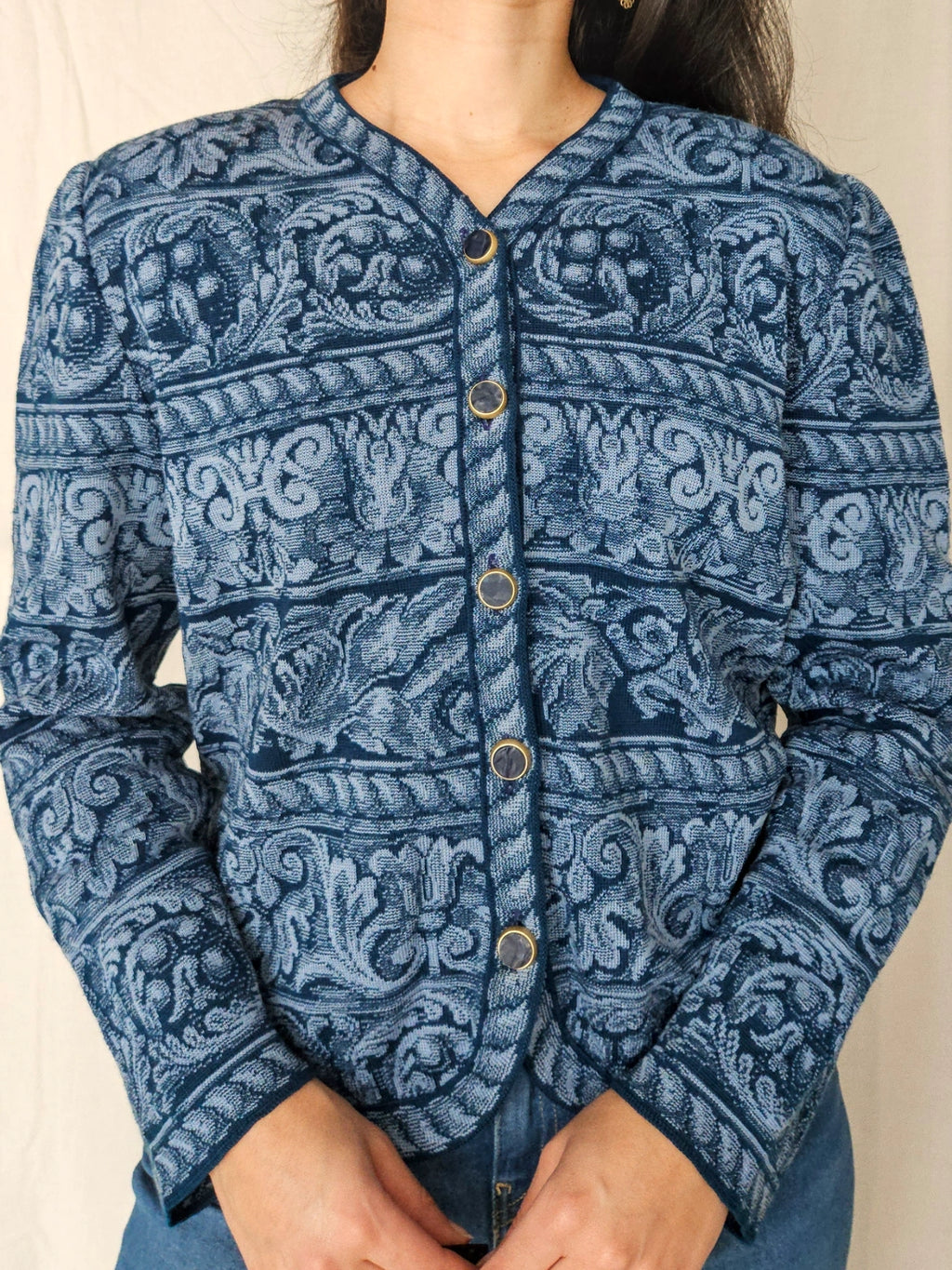 Marit - knitted vintage cardigan, wool blend | M