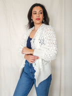 Nina - crocheted vintage cardigan, wool blend | L