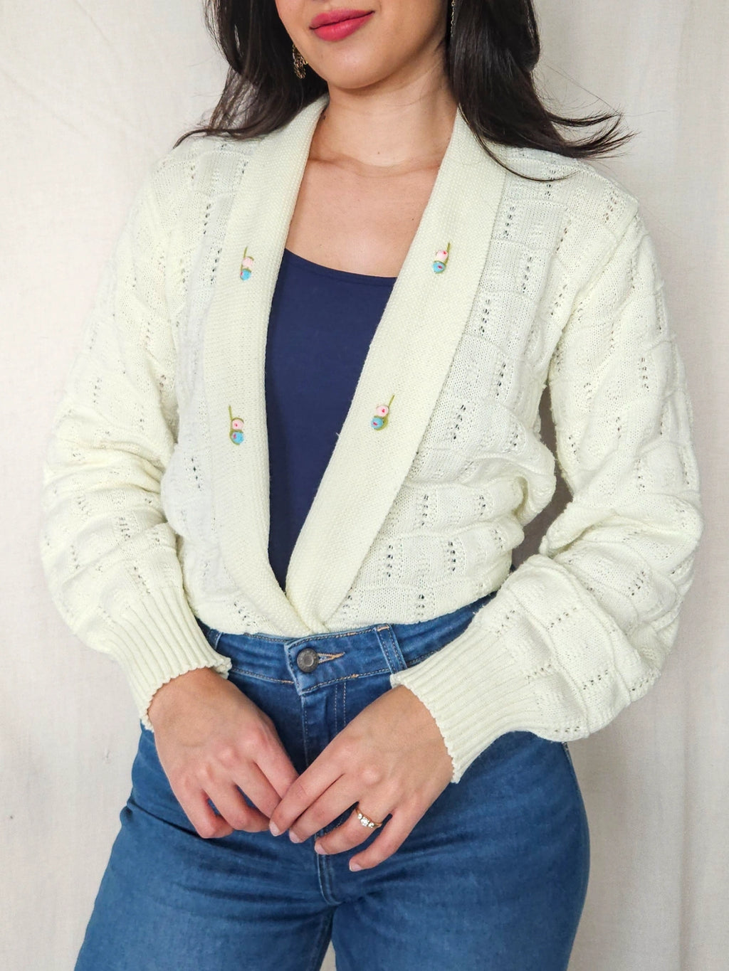 Lotta - knitted vintage cardigan, wool blend | XL