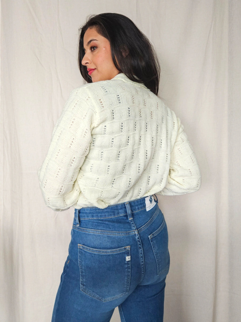 Lotta - knitted vintage cardigan, wool blend | XL