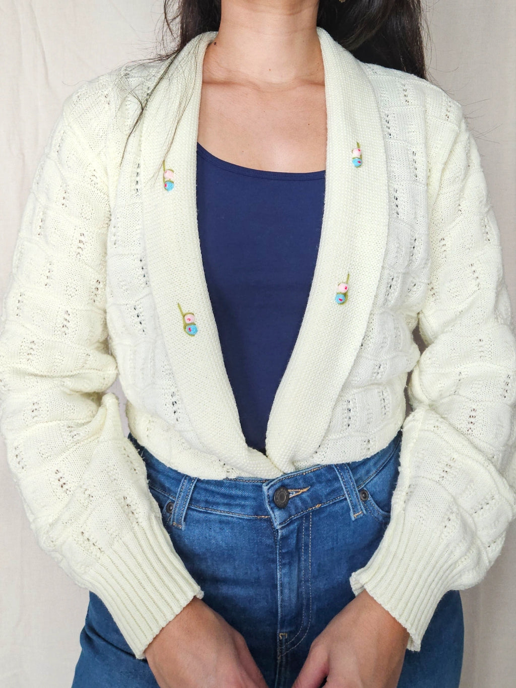 Lotta - knitted vintage cardigan, wool blend | XL