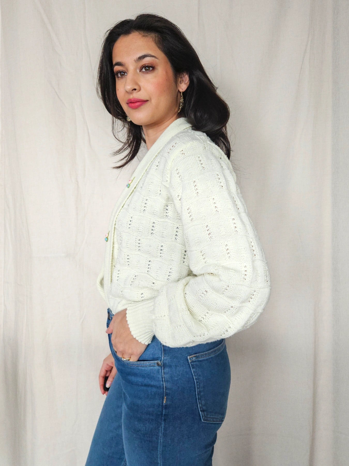 Lotta - gebreid vest, wolmix | XL