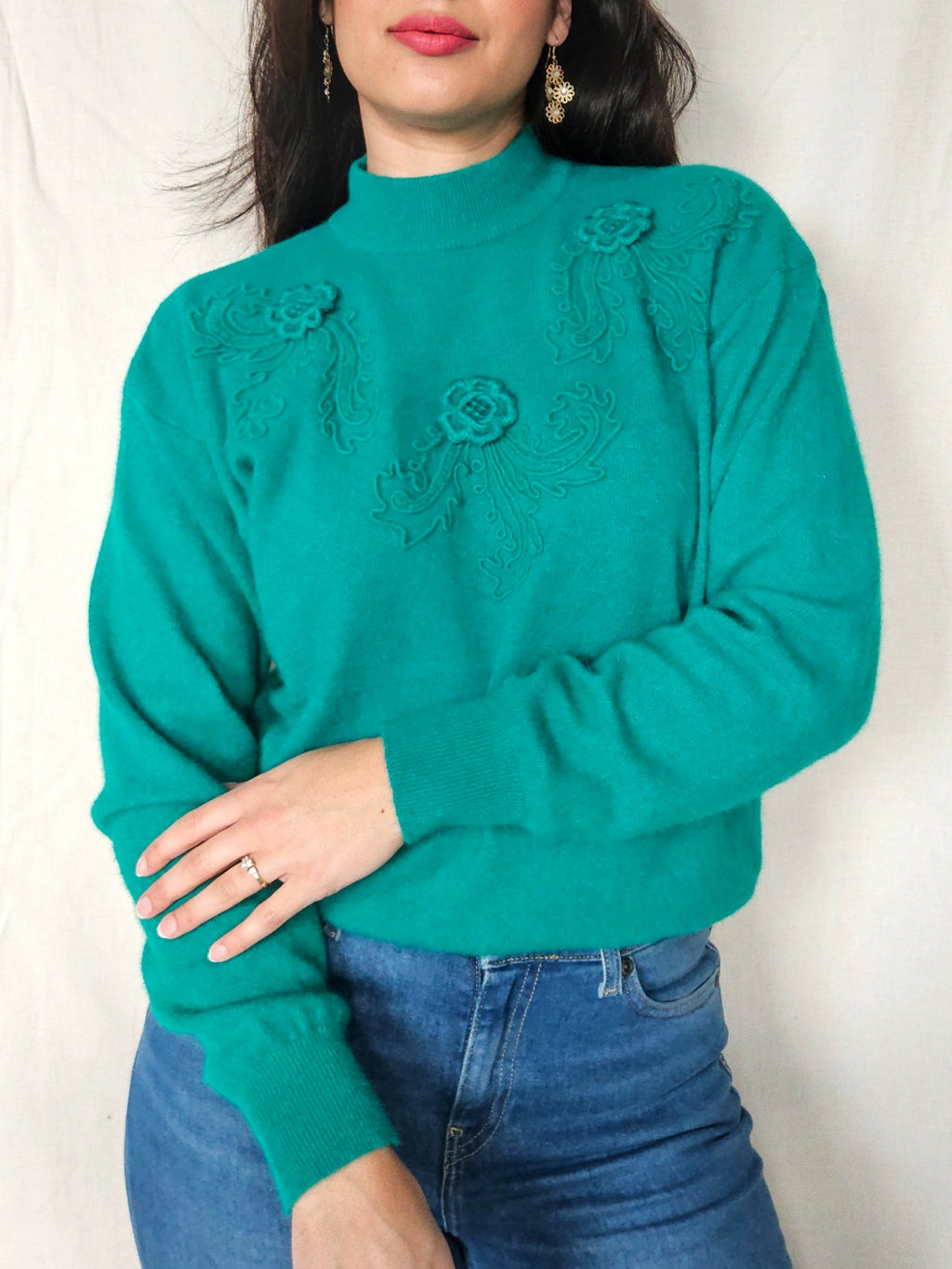 Jette - fijngebreide vintage coltrui, wol & angora | XL