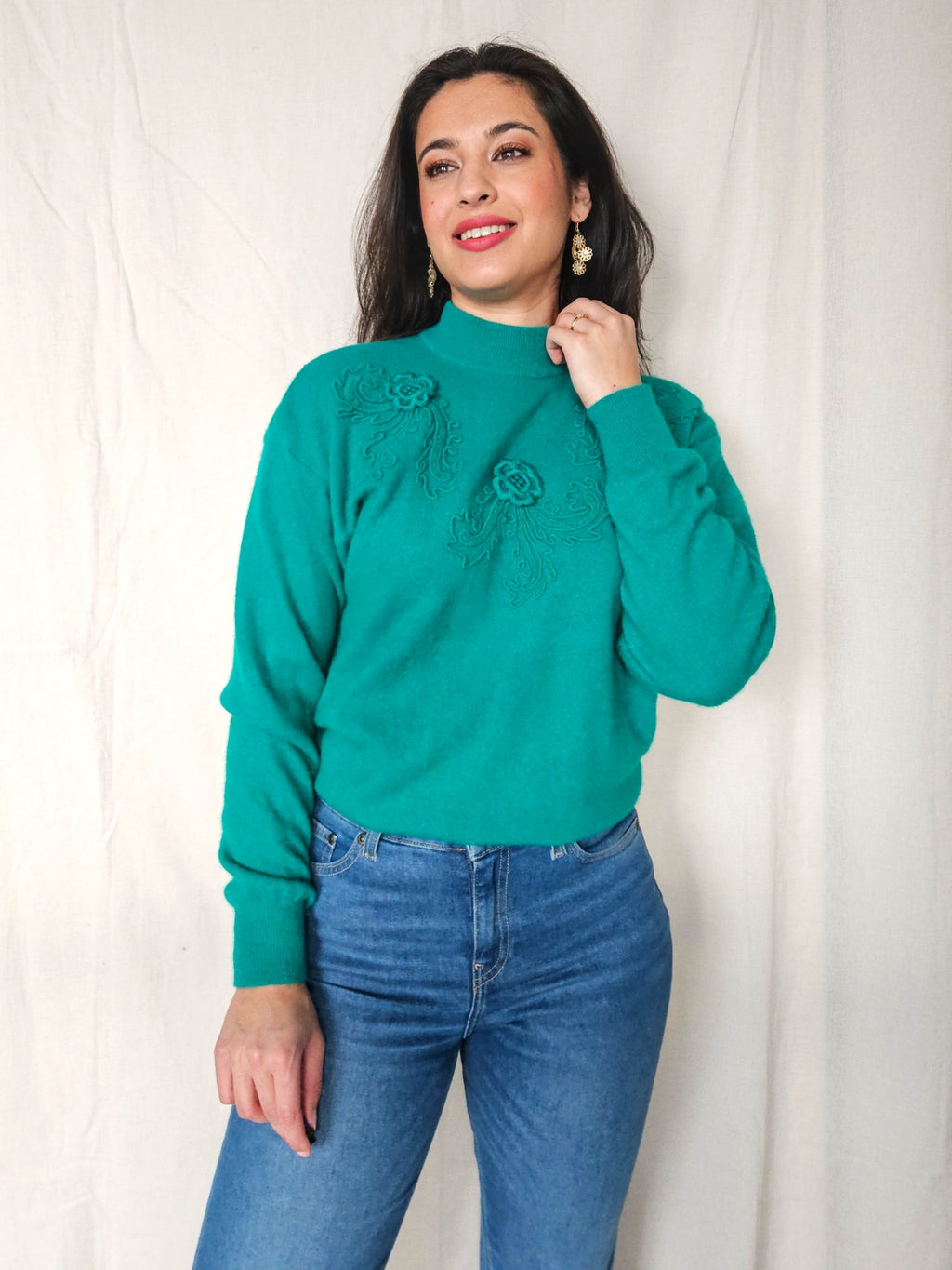 Jette - fijngebreide vintage coltrui, wol & angora | XL