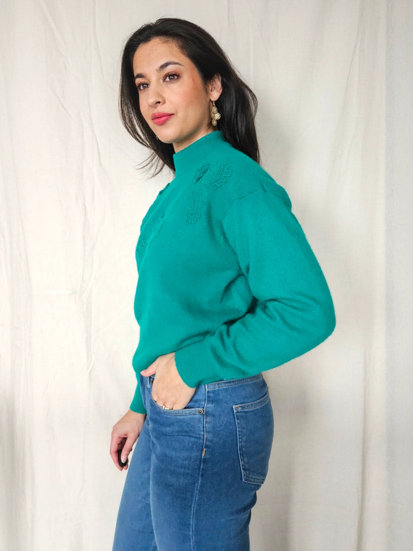 Jette - fijngebreide vintage coltrui, wol & angora | XL