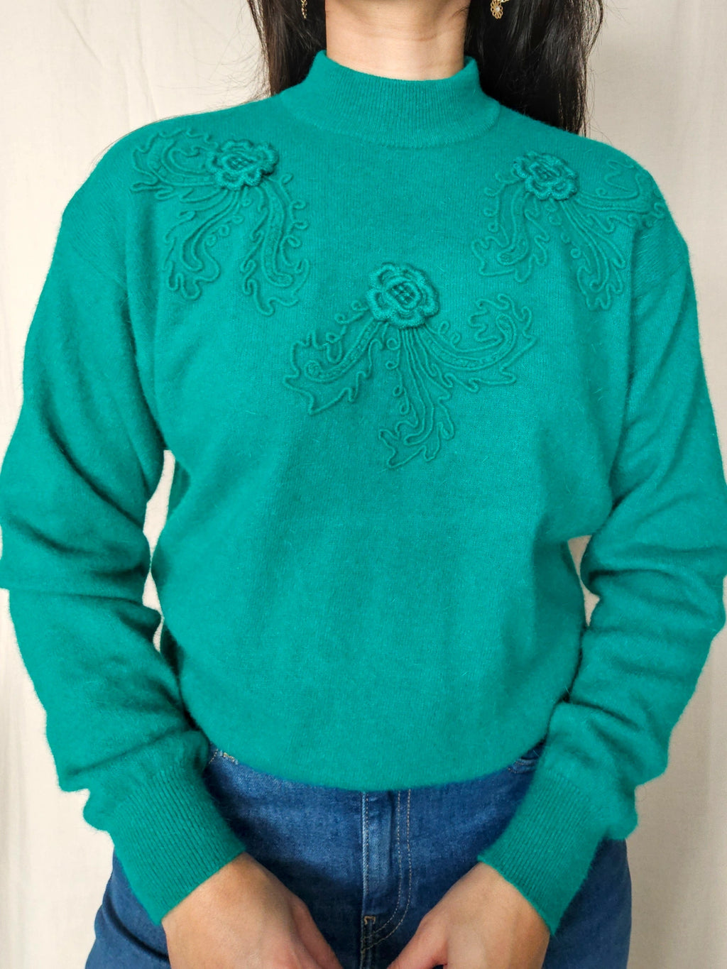 Jette - fijngebreide vintage coltrui, wol & angora | XL