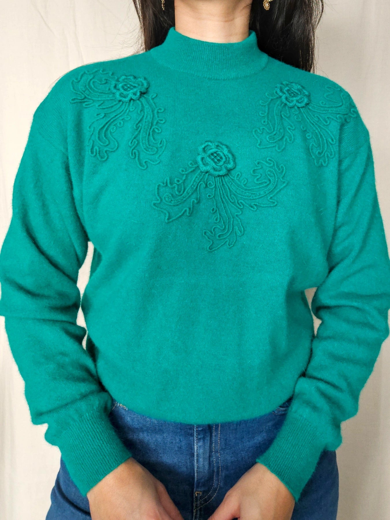 Jette - fijngebreide vintage coltrui, wol & angora | XL