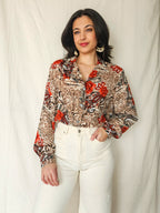 Alia - vintage blouse with roses | L