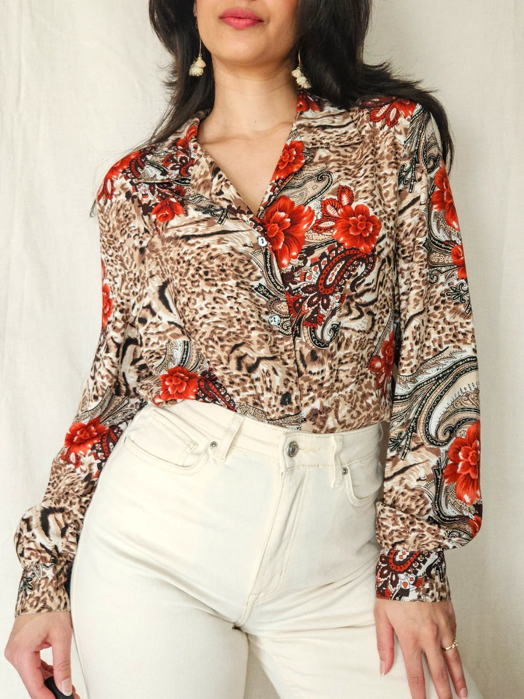 Alia - vintage blouse with roses | L