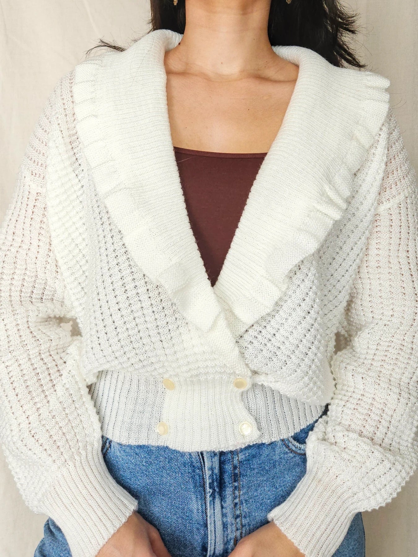 Annie - romantisch gebreid vintage vest | XXL