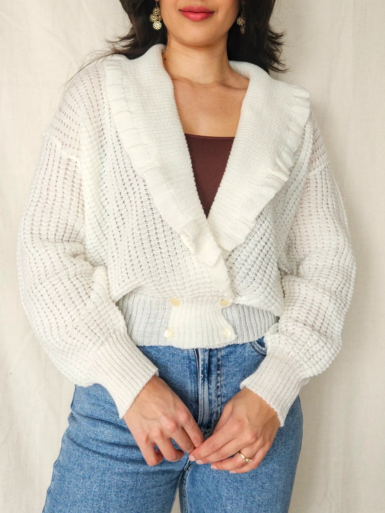 Annie - romantisch gebreid vintage vest | XXL