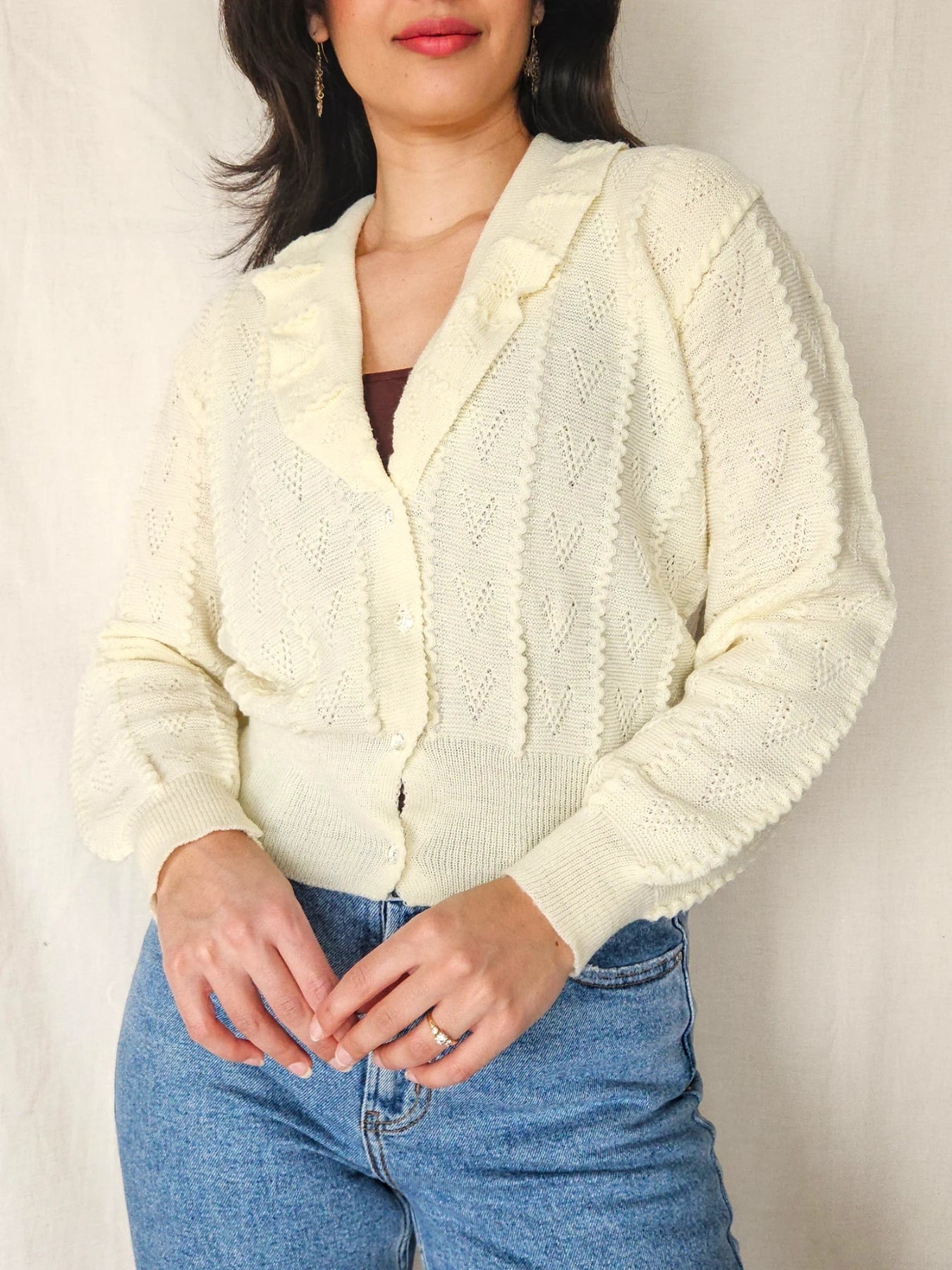 Freya - romantisch gebreid vintage vest | S