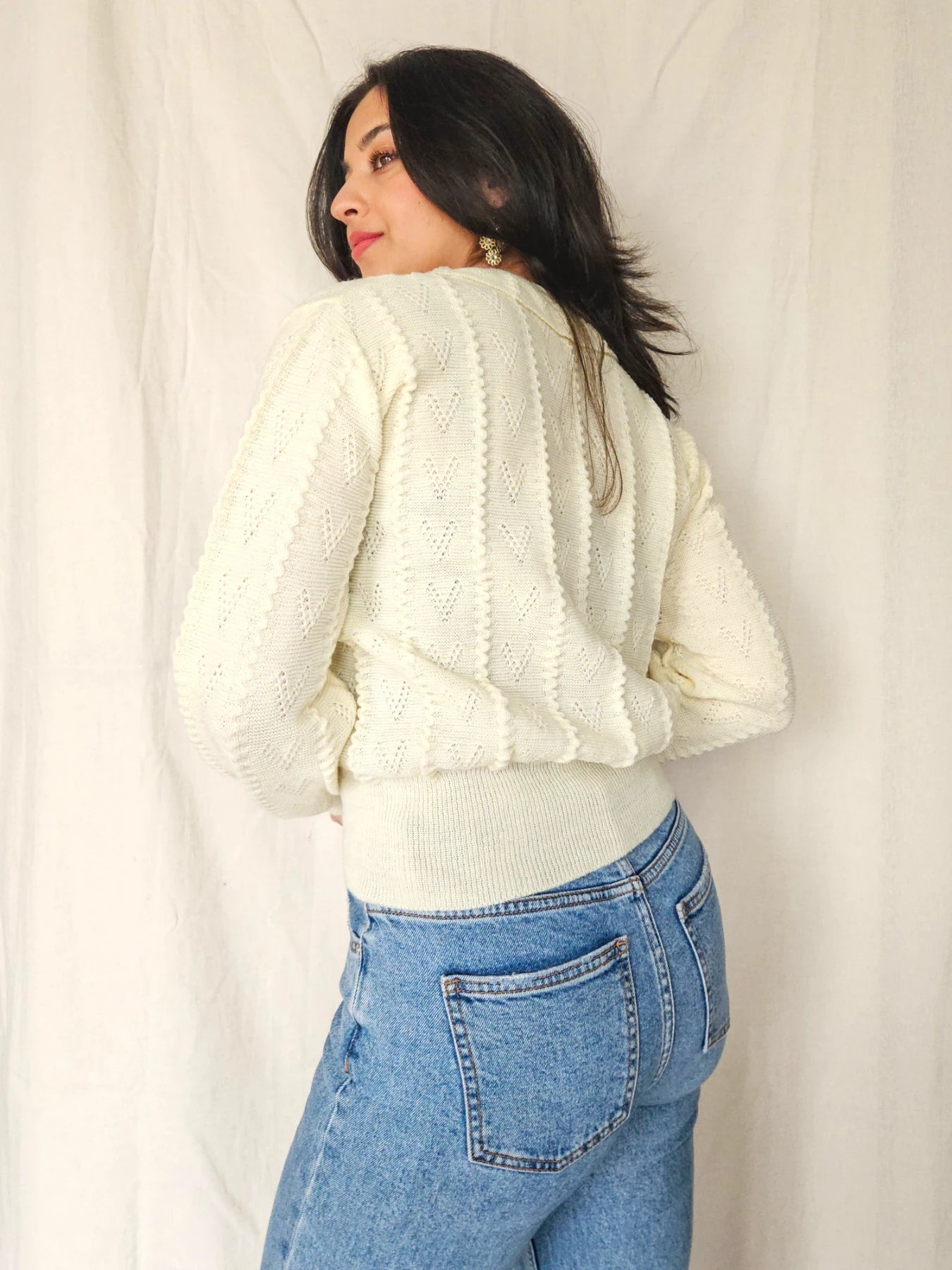 Freya - romantisch gebreid vintage vest | S