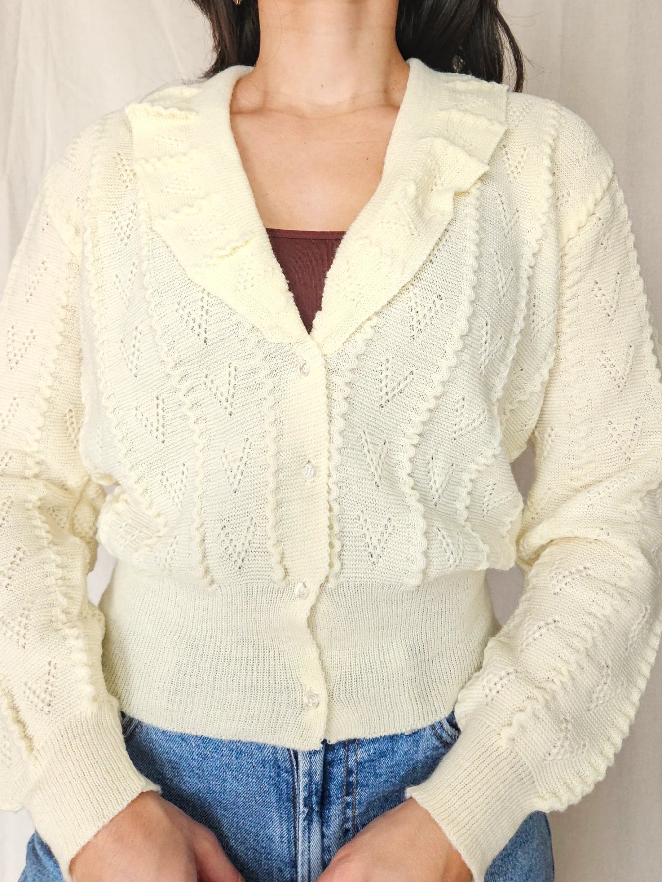 Freya - romantisch gebreid vintage vest | S