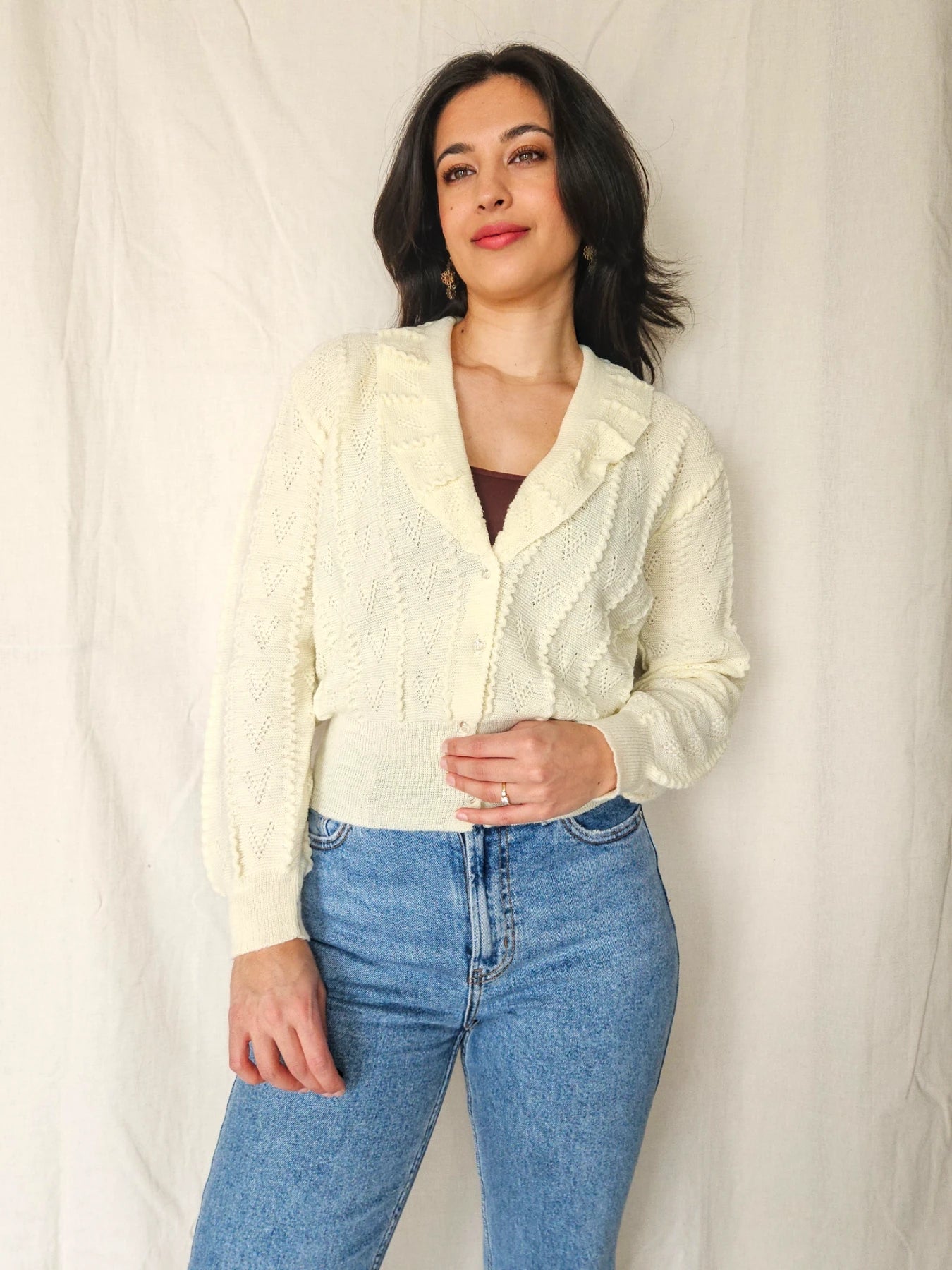 Freya - romantisch gebreid vintage vest | S