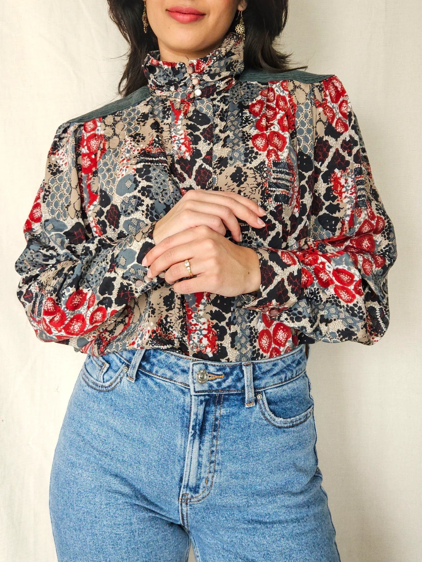 Jordan - vintage blouse met kraag | XL