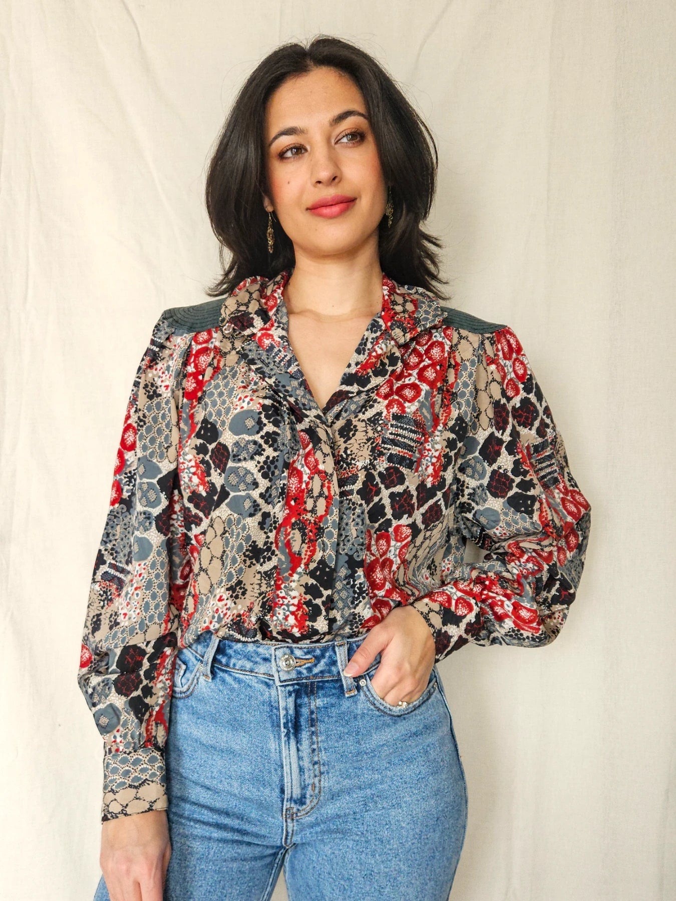 Jordan - vintage blouse met kraag | XL