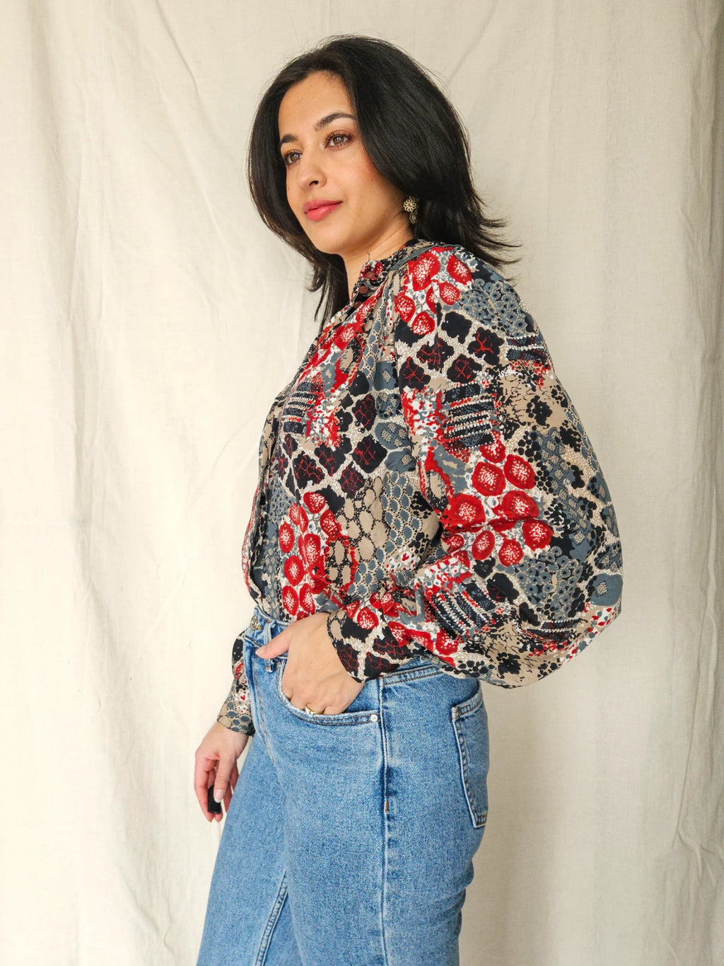 Jordan - vintage blouse met col | XL
