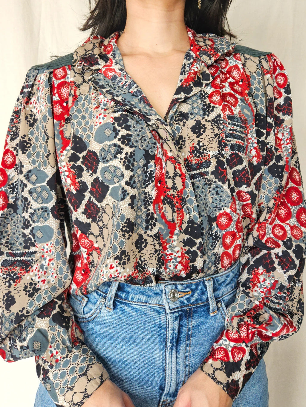 Jordan - vintage blouse met col | XL