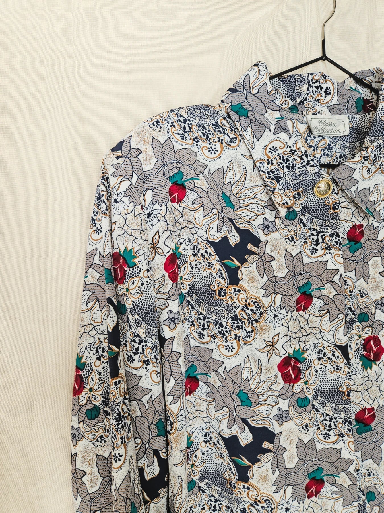 Malou - vintage blouse met rozen | XL