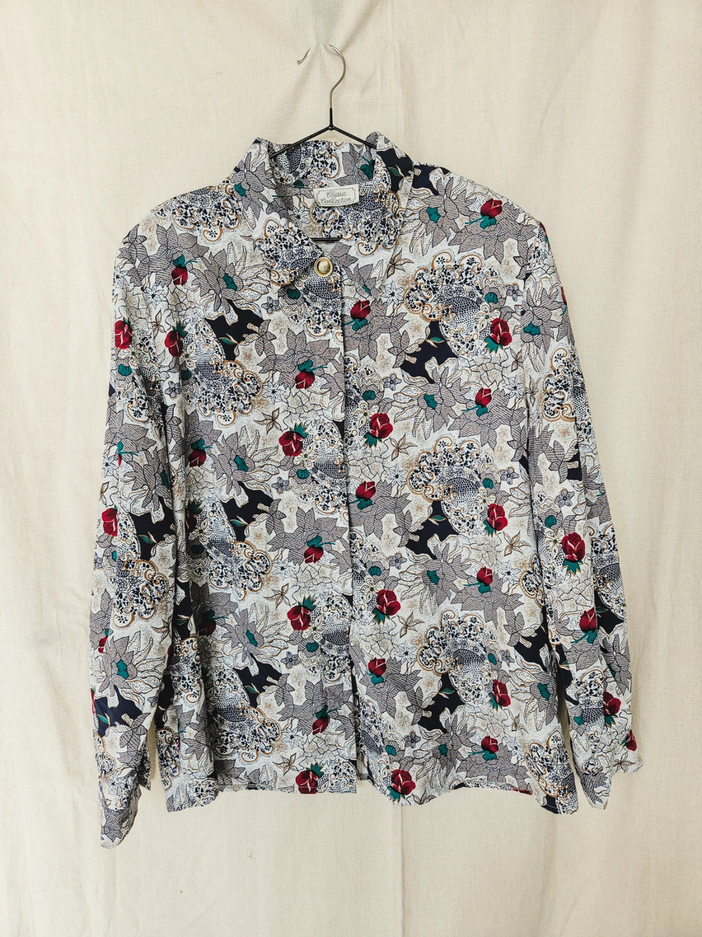 Malou - vintage blouse met rozen | XL