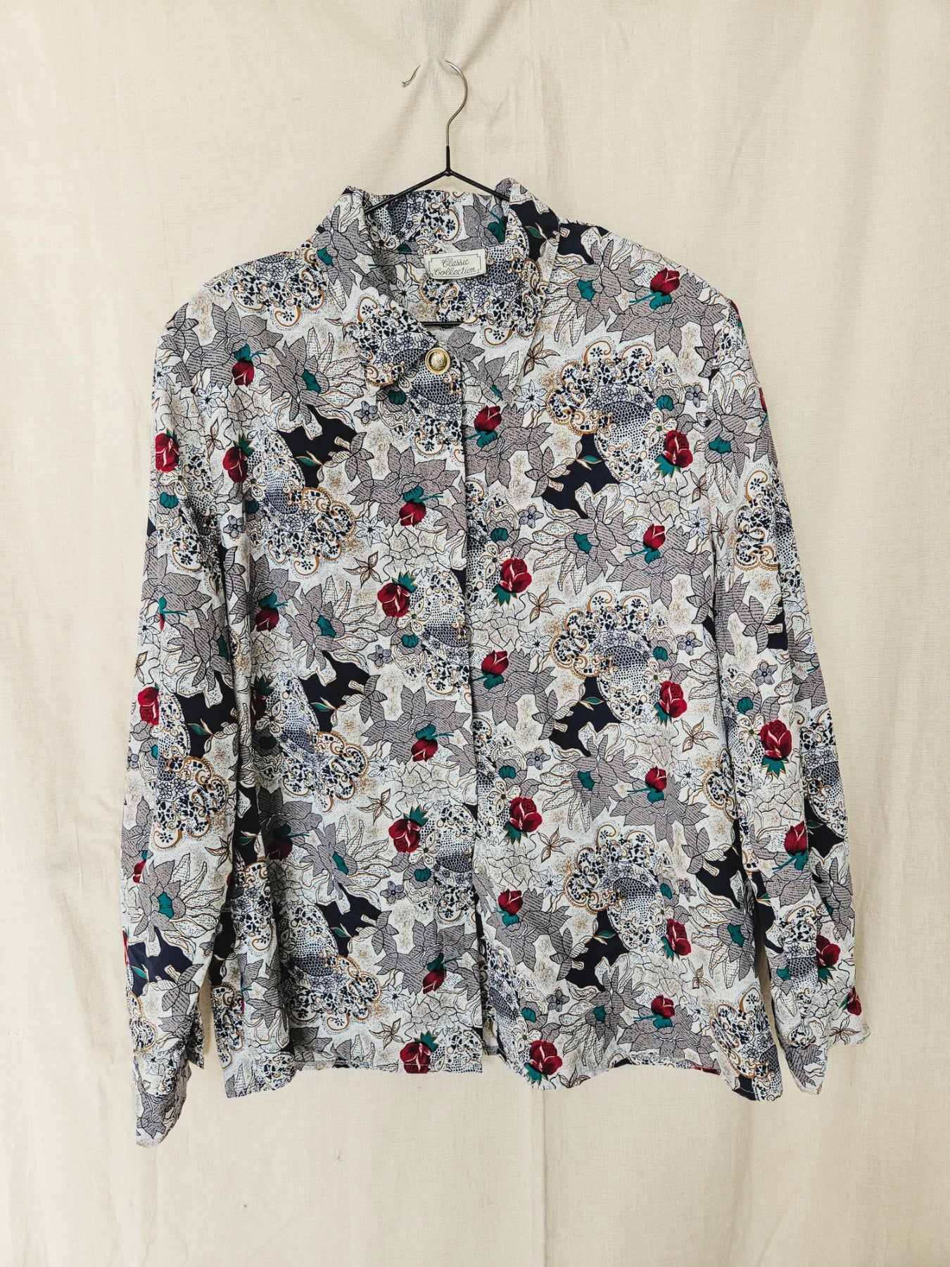 Malou - vintage blouse met rozen | XL