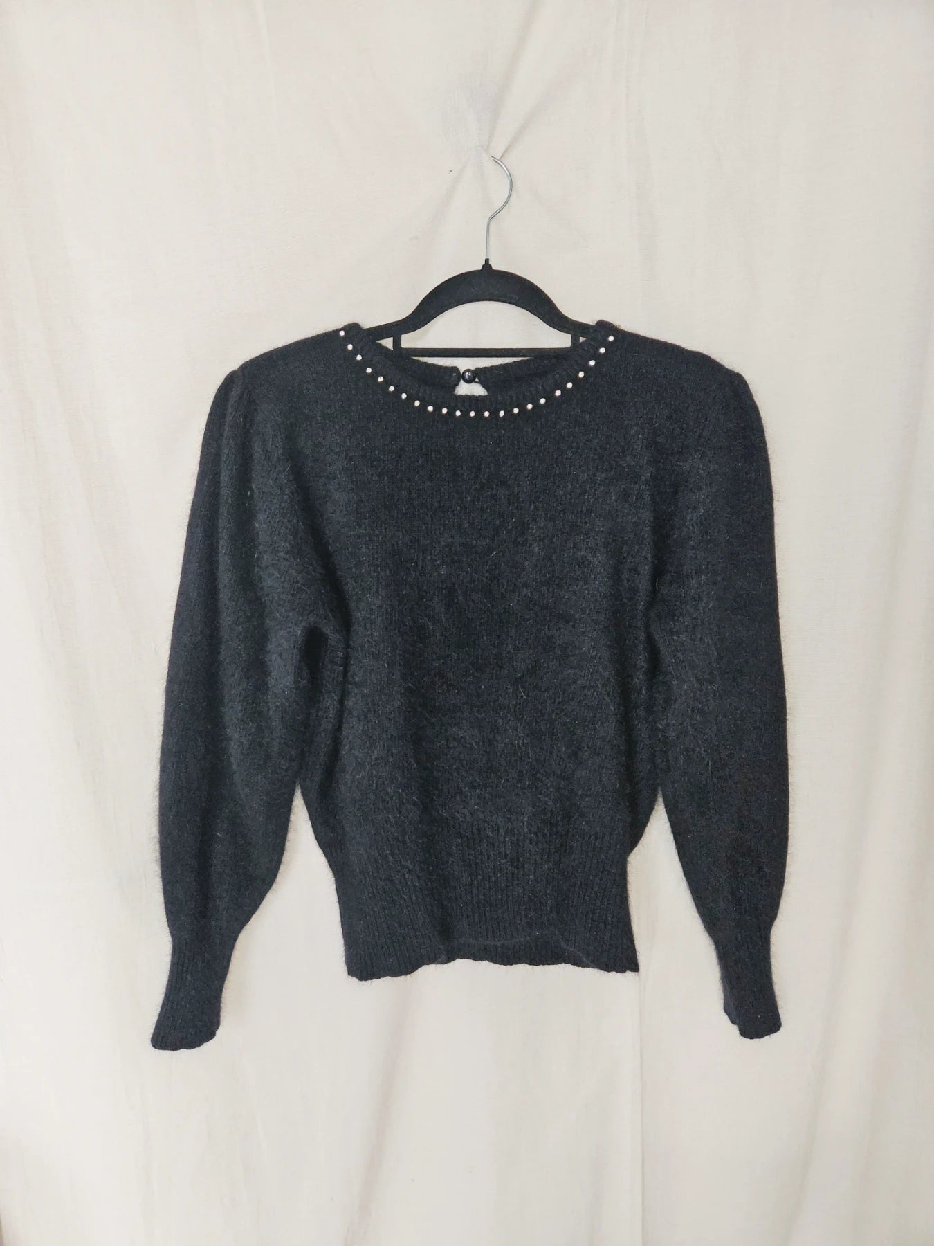 Alma - zwarte vintage trui, angora | M