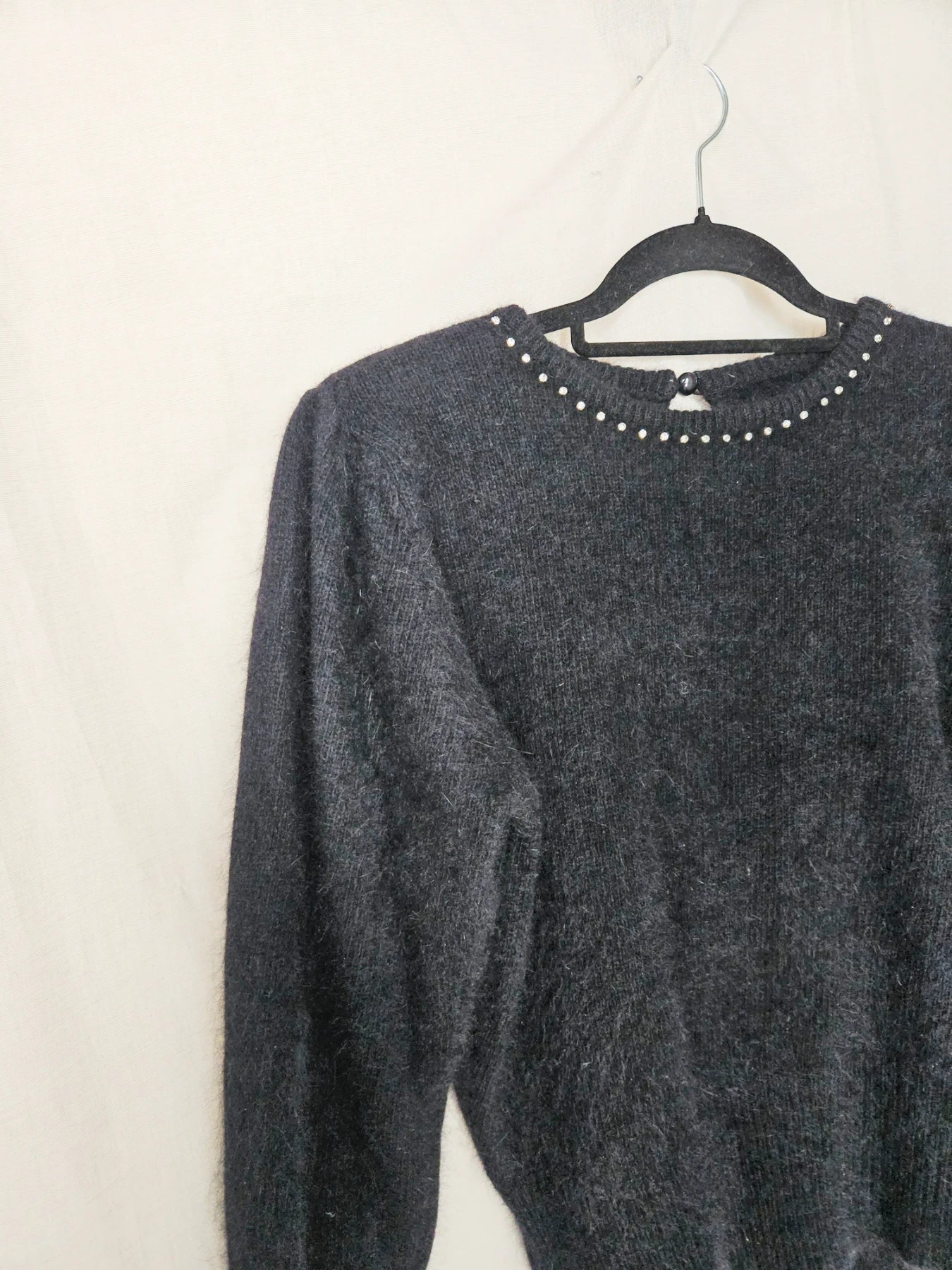 Alma - zwarte vintage trui, angora | M