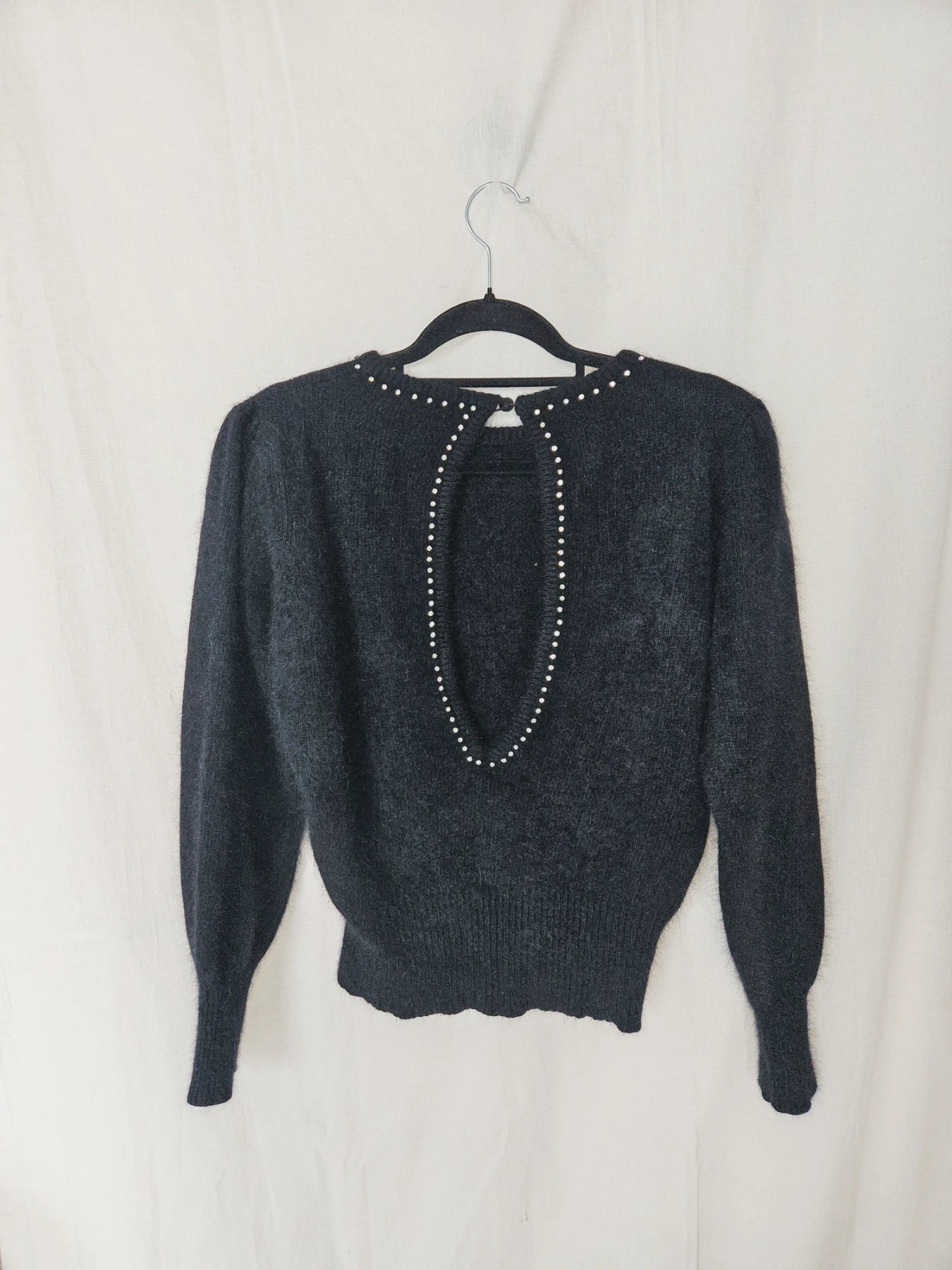 Alma - zwarte vintage trui, angora | M